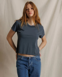 Lisa - Recycle Cotton Slim Crew Tee in Turbulece