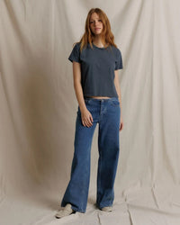Lisa - Recycle Cotton Slim Crew Tee in Turbulece