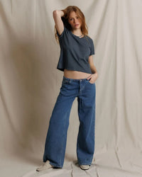 Lisa - Recycle Cotton Slim Crew Tee in Turbulece