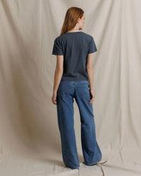 Lisa - Recycle Cotton Slim Crew Tee in Turbulece