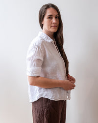 LLEA BLUE Aven 3/4 Sleeve Top in White Linen 5 - Bliss Boutiques