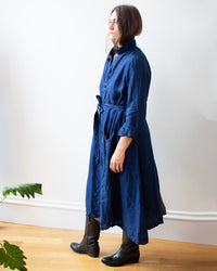 LLEA BLUE Carmen Long Jacket in Indigo Linen Twill 6 - Bliss Boutiques