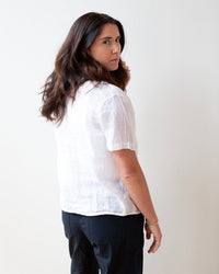 LLEA BLUE Casey S/S Shirt in White Linen 6 - Bliss Boutiques