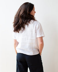LLEA BLUE Casey S/S Shirt in White Linen 5 - Bliss Boutiques