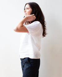 LLEA BLUE Casey S/S Shirt in White Linen 3 - Bliss Boutiques