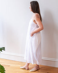 LLEA BLUE Eva Spaghetti Strap Dress in White Cotton Silk 3 - Bliss Boutiques