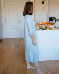 LLEA BLUE Frankie Shirtdress in Aqua Chambray Linen 4 - Bliss Boutiques