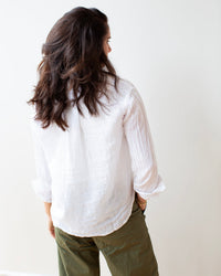 LLEA BLUE Lili No Pkt Shirt in White Linen 3 - Bliss Boutiques