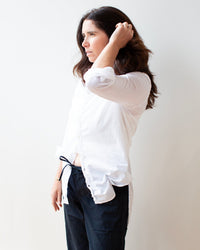 LLEA BLUE Lindsey Hi/Low Top in White Cotton 2 - Bliss Boutiques