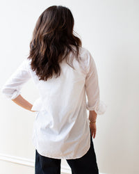 LLEA BLUE Lindsey Hi/Low Top in White Cotton 4 - Bliss Boutiques