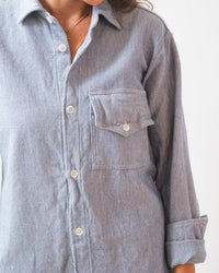 LLEA BLUE Llewyn Shirt Jacket in Lt Blue/White 4 - Bliss Boutiques