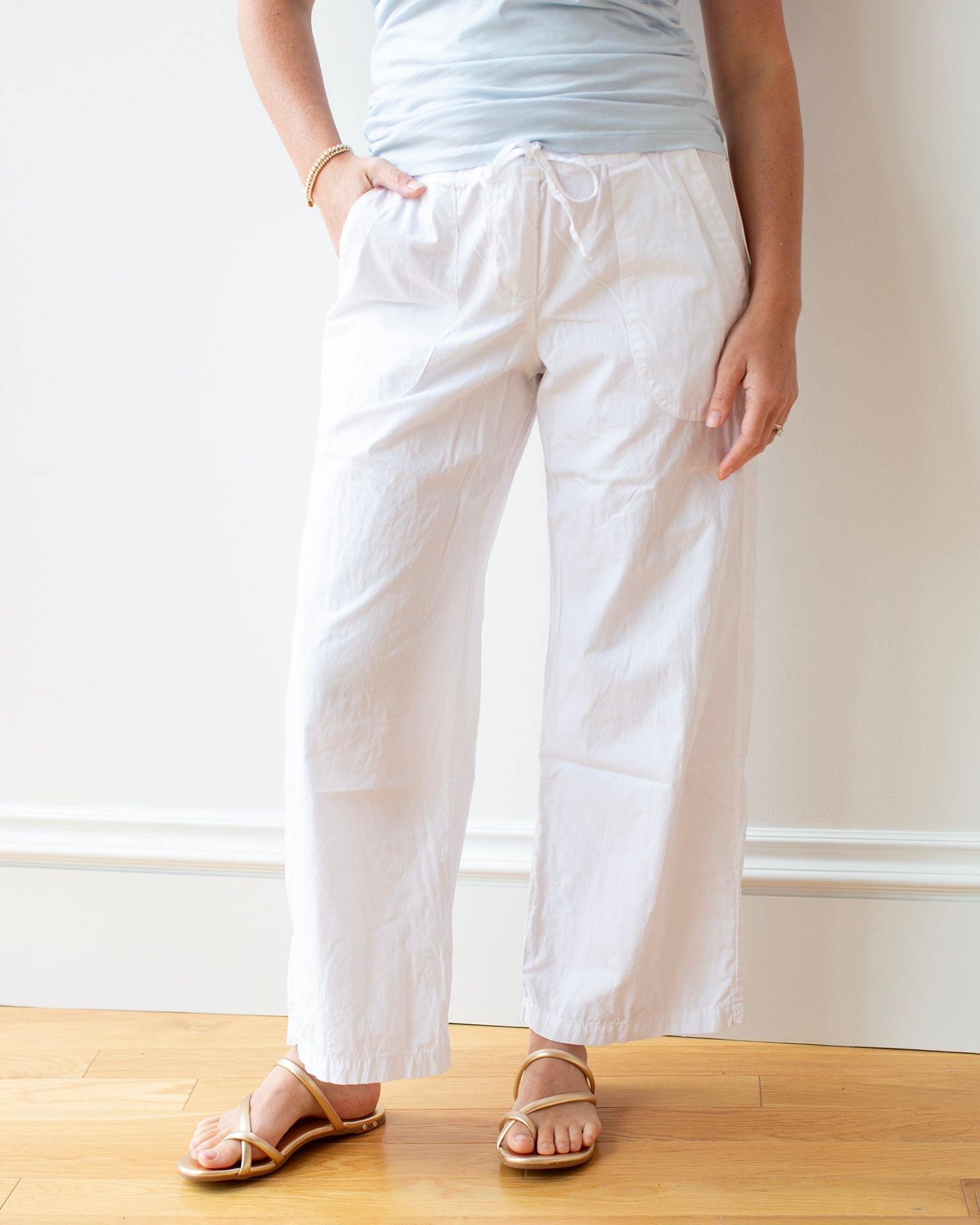 Sailor Pant in White Cotton Poplin