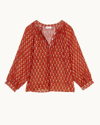 MABE Ari Print L/S Top in Rust 4 - Bliss Boutiques