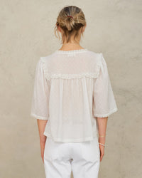 MABE Brea Frill Emb Top in Ivory 3 - Bliss Boutiques