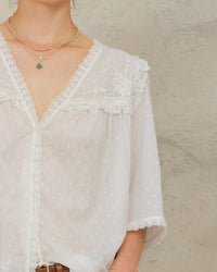 MABE Brea Frill Emb Top in Ivory 2 - Bliss Boutiques