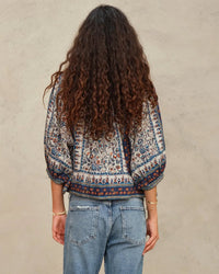 MABE Cass Print Jkt in Indigo/Rust 3 - Bliss Boutiques