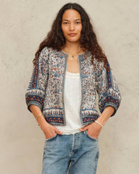 MABE Cass Print Jkt in Indigo/Rust 1 - Bliss Boutiques