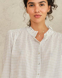 MABE Chrissie L/S Top in Ecru/Check 2 - Bliss Boutiques
