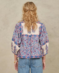 MABE Della Print Jkt in Blue/Pink 3 - Bliss Boutiques
