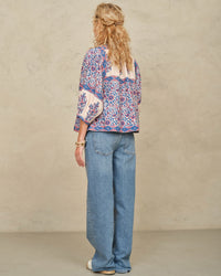 MABE Della Print Jkt in Blue/Pink 2 - Bliss Boutiques