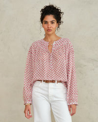 MABE Letty Print L/S Top in Pink 1 - Bliss Boutiques