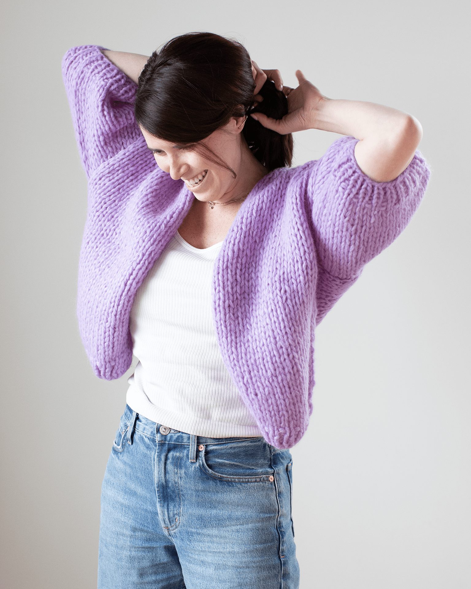 S/S Alpaca Bomber Cardigan in Lilac