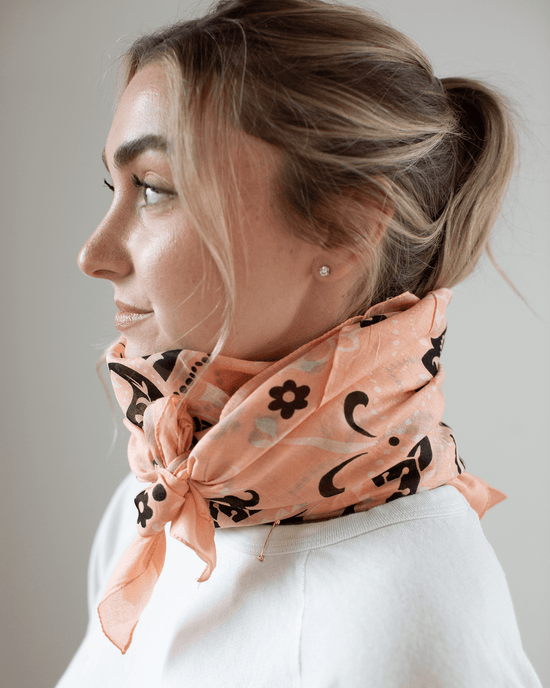 Maison Lecomte Flament Classic Cotton Bandana in Coral Pink 
