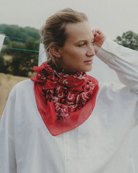 Maison Lecomte Flament Classic Cotton Bandana in Red 1 - Bliss Boutiques