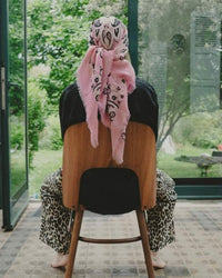 Maison Lecomte Flament Classic Wool & Silk Bandana in Pink 2 - Bliss Boutiques