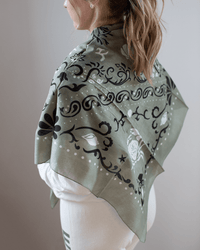 Maison Lecomte Flament Crustaces Cotton Bandana in Vert Doux 