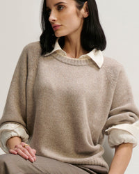 Margaret O'Leary Mendocino Pullover in Hickory/Snowdrift 2 - Bliss Boutiques