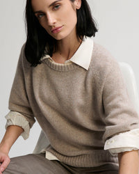 Margaret O'Leary Mendocino Pullover in Hickory/Snowdrift 3 - Bliss Boutiques