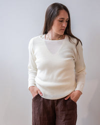 Margaret O'Leary Shirttail Easy Boatneck in Ivory 1 - Bliss Boutiques