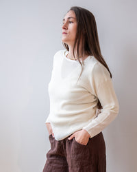 Margaret O'Leary Shirttail Easy Boatneck in Ivory 2 - Bliss Boutiques