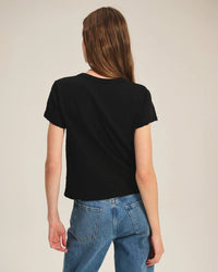 Marika Short Sleeve Crew Neck Crop Top in Black - Bliss Boutiques