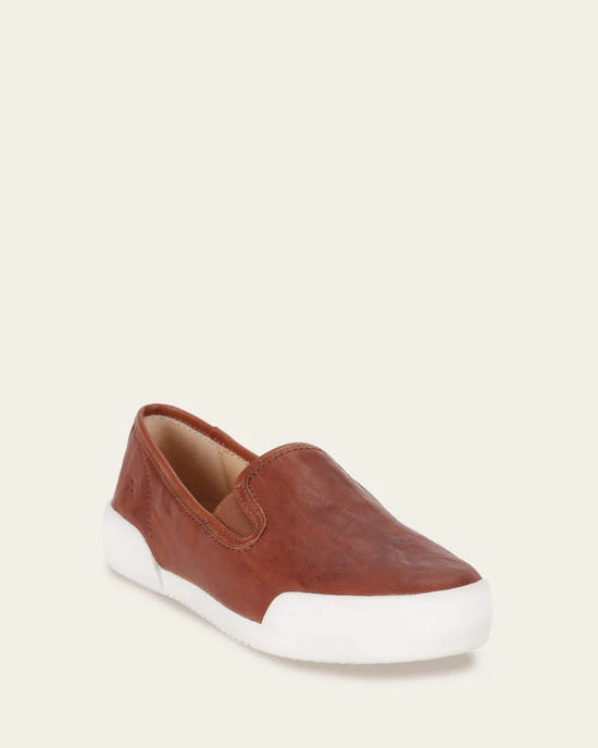 A single FRYE Mia Slip On in Cognac with a white sole displayed against a light background.