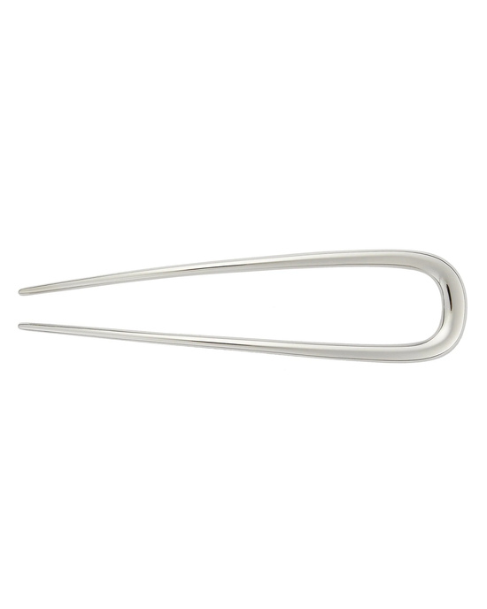 A single Machete Midi Oval French Hair Pin in Silver on a white background.