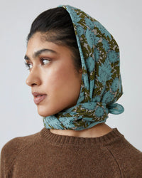 Moismont Amber Cotton Square Scarf No 680 in Celeste Blue 