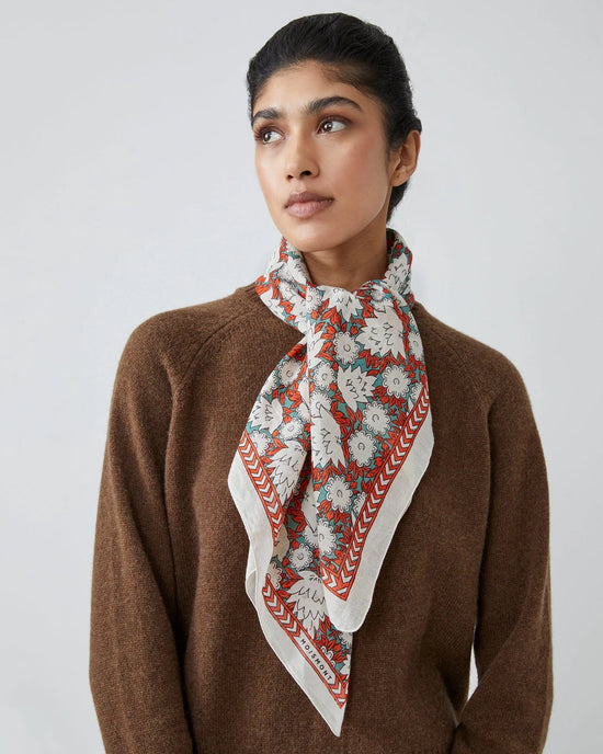 Moismont Accessories Poppy Amber Cotton Square Scarf No 680 in Poppy