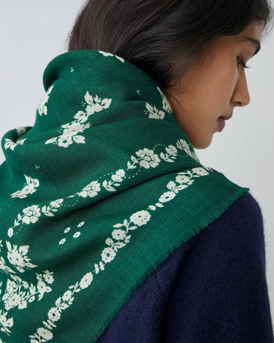 Moismont London Wool Square Scarf No 797 in British Green 