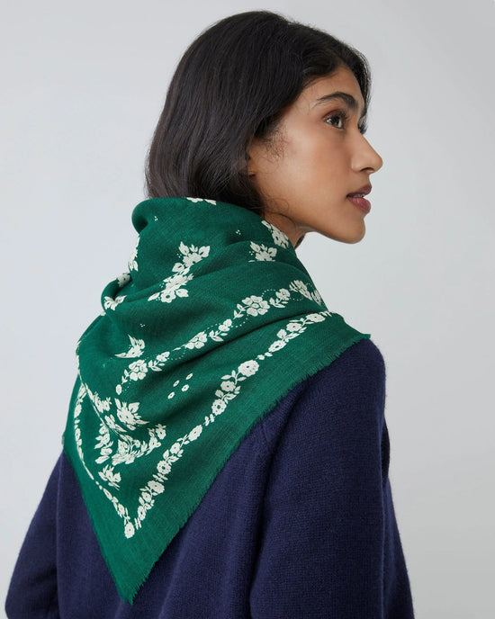 Moismont London Wool Square Scarf No 797 in British Green 