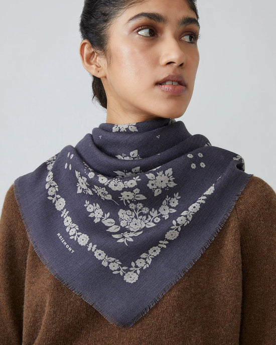 Moismont London Wool Square Scarf No 797 in Slate Grey 