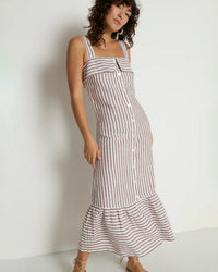 Nation LTD Amalia Midi Dress in Praline Stripe 1 - Bliss Boutiques