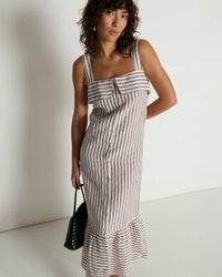Nation LTD Amalia Midi Dress in Praline Stripe 2 - Bliss Boutiques