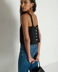 Nation LTD Annie V-Neck Top in Jet Black 1 - Bliss Boutiques