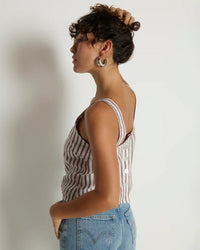 Nation LTD Annie V-Neck Top in Praline Stripe 1 - Bliss Boutiques