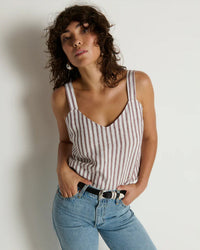 Nation LTD Annie V-Neck Top in Praline Stripe 3 - Bliss Boutiques