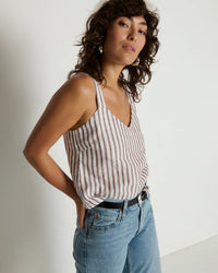 Nation LTD Annie V-Neck Top in Praline Stripe 2 - Bliss Boutiques