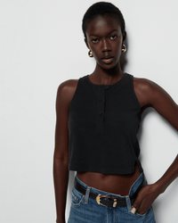 Nation LTD Bree Tank w/ Contrast Inset in Jet Black 