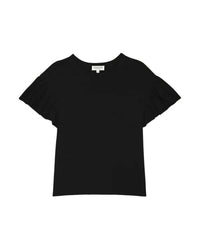 Nation LTD Clothing Camille Ruffle Sleeve Top in Jet Black